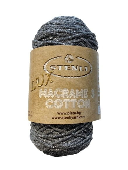 (391) MACRAME COTTON LUX 75% COTTON ΓΚΡΙ ΣΚΟΥΡΟ ΜΕ ΑΣΗΜΙ