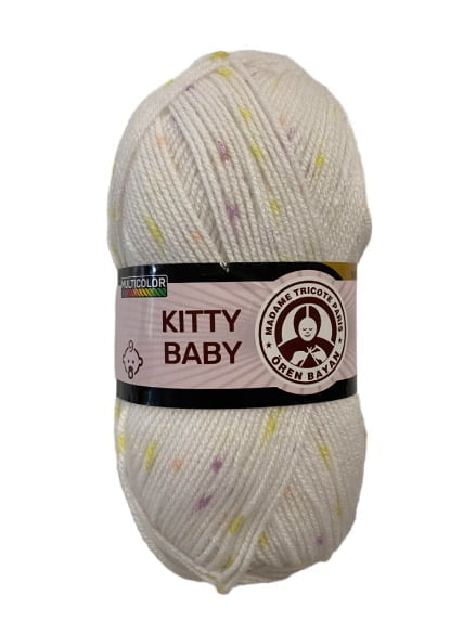 (370) KITTY BABY 100% ΑΚΡΙΛΙΚΟ - ΛΕΥΚΟ ΜΕ ΜΩΒ,ΠΟΡΤΟΚΑΛΙ,ΚΙΤΡΙΝΟ