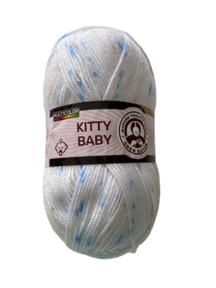 (390) KITTY BABY 100% ΑΚΡΙΛΙΚΟ - ΑΣΠΡΟ ΜΕ ΓΑΛΑΖΙΟ ΚΑΙ ΠΟΡΤΟΚΑΛΙ