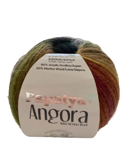 (43) ANGORA PAPATYA 80% ΑΚΡΙΛΙΚΟ, 20% ΜΑΛΛΙ - ΠΡΑΣΙΝΟ,ΡΟΖ,ΚΕΡΑΜΙΔΙ,ΜΠΛΕ